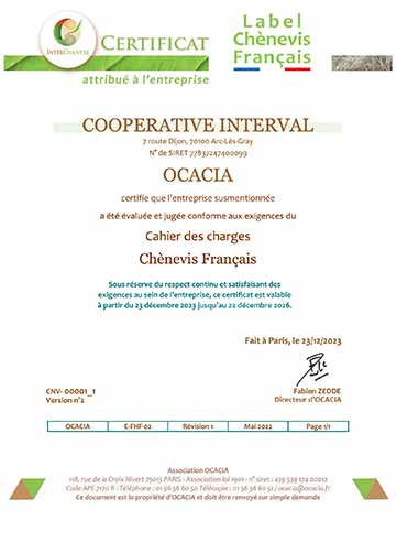 Certificat Coopérative Interval