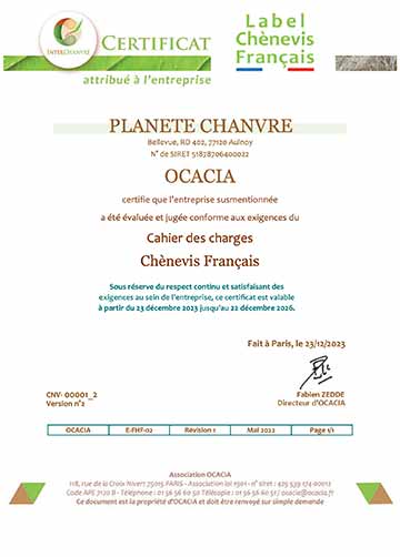 Certificat Planète Chanvre